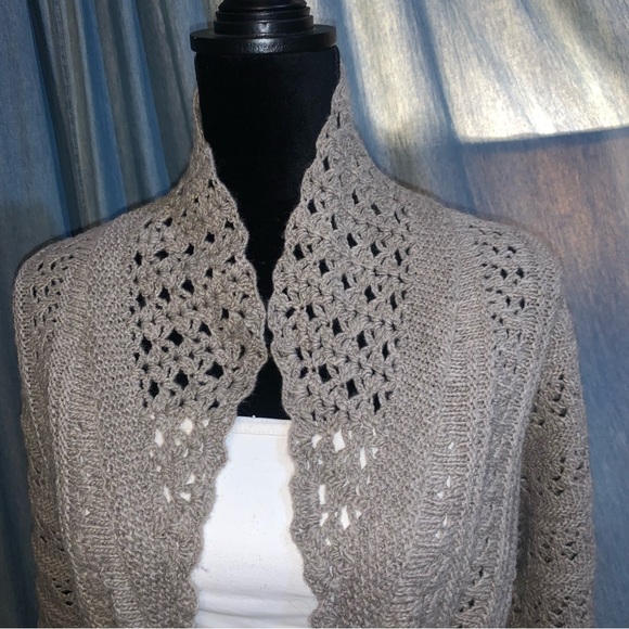 Loft Taupe/Grey-Brown Open Knit Sweater Sz S - Picture 4 of 11
